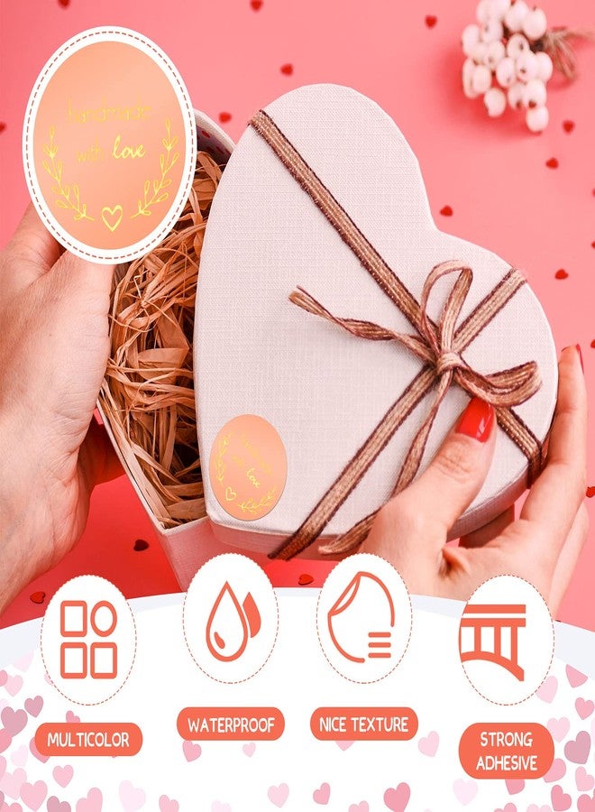Chinco 1500 Pieces 1 Inch Handmade with Love Stickers DIY Round Adhesive Labels Round Sealing Stickers Decorative Sticker Tags for Wedding Birthday Party Envelope Seals Baking Packaging Small Business - Image 4